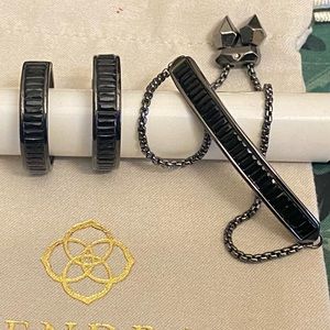 NWT Kendra Scott Black Gunmetal Crystal Jack Slider Bracelet & Earrings Set Rare